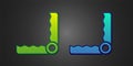 Green and blue Trap hunting icon isolated on black background. Vector Royalty Free Stock Photo