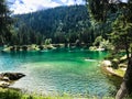 Green and Blue Water of the Caumasee in Switzerland