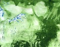 Green blue and white abstraction. Fluid art Abstract Oil Painting.