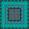 Green and blue white ornament pattern on black background Royalty Free Stock Photo
