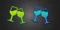 Green and blue Wine glass icon isolated on black background. Wineglass sign. Vector Royalty Free Stock Photo