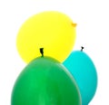 Green, blue, yellow balloons