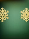 Green blurred bokeh lights for Christmas and New Year celebration. Magical template with glittery background and Royalty Free Stock Photo