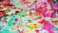 Green blurred burnt pink yellow blurred waxy gold spots colorful hues, strokes of brush, backgrounnd Royalty Free Stock Photo