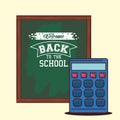 Green board with calculator of back to school vector design Royalty Free Stock Photo