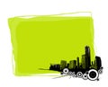 Green board with city. Vector Royalty Free Stock Photo