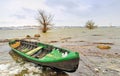 Green boat on danube river Royalty Free Stock Photo