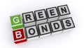 Green bonds word block on white