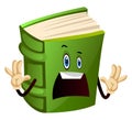 Green book is scared, illustration, vector