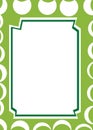 Green border with white custom shapes.