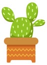 Green botany in flowerpot. Cartoon cactus. Houseplant icon