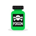 Green bottle with a poison sign / flat illustrat Royalty Free Stock Photo