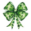 green bow features a pattern of shamrocks, evoking a festive and Irish theme Royalty Free Stock Photo