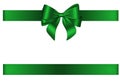 Green bow and ribbon for Christmas and birthday decorations Royalty Free Stock Photo