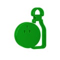 Green Bowling pin and ball icon isolated on transparent background. Sport equipment. Royalty Free Stock Photo