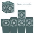 Green box template with white floral elements Royalty Free Stock Photo