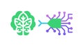 Green Brain and Neuron Icon for Eco-Conscious Thinking Vector, vector design Generative AI Royalty Free Stock Photo
