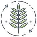 Green Branch in a Circle with Arrows and Pluses Represents Cycle of Growth Royalty Free Stock Photo