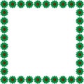 Green bright square flower frame, isolated, vector illustration