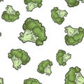 Green broccoli seamless pattern sketch vector Royalty Free Stock Photo