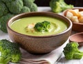 Green broccoli soup. Vegan and vegetarian cuisine. Healthy meal