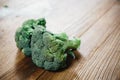 Green broccoli on wood table Royalty Free Stock Photo