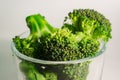 Green Brocolli in Transparant Glass on White Background