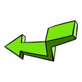 Green broken arrow icon, icon cartoon