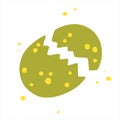 Green broken dinosaur egg. Vector flat illustration Royalty Free Stock Photo