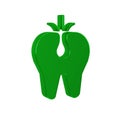 Green Broken tooth icon isolated on transparent background. Dental problem icon. Dental care symbol.