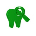 Green Broken tooth icon isolated on transparent background. Dental problem icon. Dental care symbol.