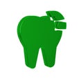 Green Broken tooth icon isolated on transparent background. Dental problem icon. Dental care symbol.