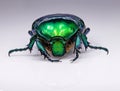 Green bronze beetle on a white background