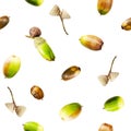 Green and brown acorns seamless pattern Royalty Free Stock Photo