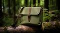 Green And Brown Handbag With Traditional Craftsmanship
