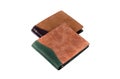 Green and Brown leather wallet isolated