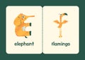 Green Brown Orange Playful English Alphabet Animals Educational Flashcard - 3