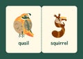 Green Brown Orange Playful English Alphabet Animals Educational Flashcard - 9