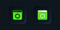 Green Browser setting icon isolated on black background. Adjusting, service, maintenance, repair, fixing. Black square