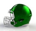 Green brushed galvanized american football helmet side view on a white background with detailed clipping path Royalty Free Stock Photo