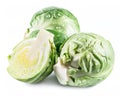 Green brussel sprouts with water drops on them on white background Royalty Free Stock Photo