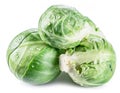 Green brussel sprouts with water drops on them on white background Royalty Free Stock Photo