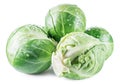 Green brussel sprouts with water drops on white background. Clipping path Royalty Free Stock Photo