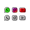 Green bubble chat with centered handle phone and red play button. similar like whatsapp , instagram , and youtube icon. Royalty Free Stock Photo