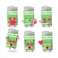 Green bubble gum cartoon character with love cute emoticon Royalty Free Stock Photo