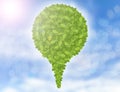 Green bubble made of green leaves on sky background