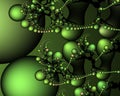 Green bubbles hypnotic fractal, abstract flowery spiral shapes, background Royalty Free Stock Photo