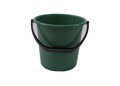 Green bucket made of plastic for various purposes on a white background