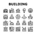 green building city eco office icons set vector Royalty Free Stock Photo