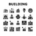 green building city eco office icons set vector Royalty Free Stock Photo